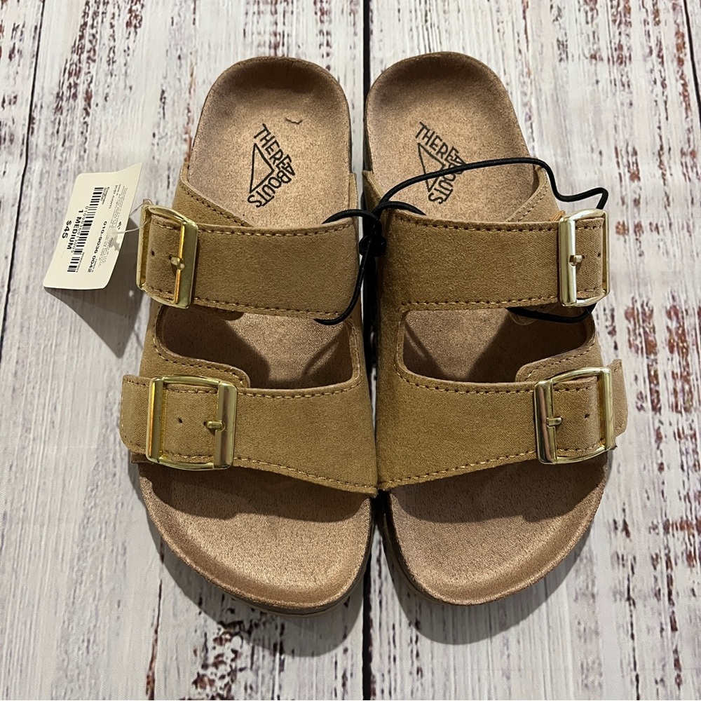 NWT Thereabouts Big Kids’ Sandals-Cognac with Buckle Straps-Size 1